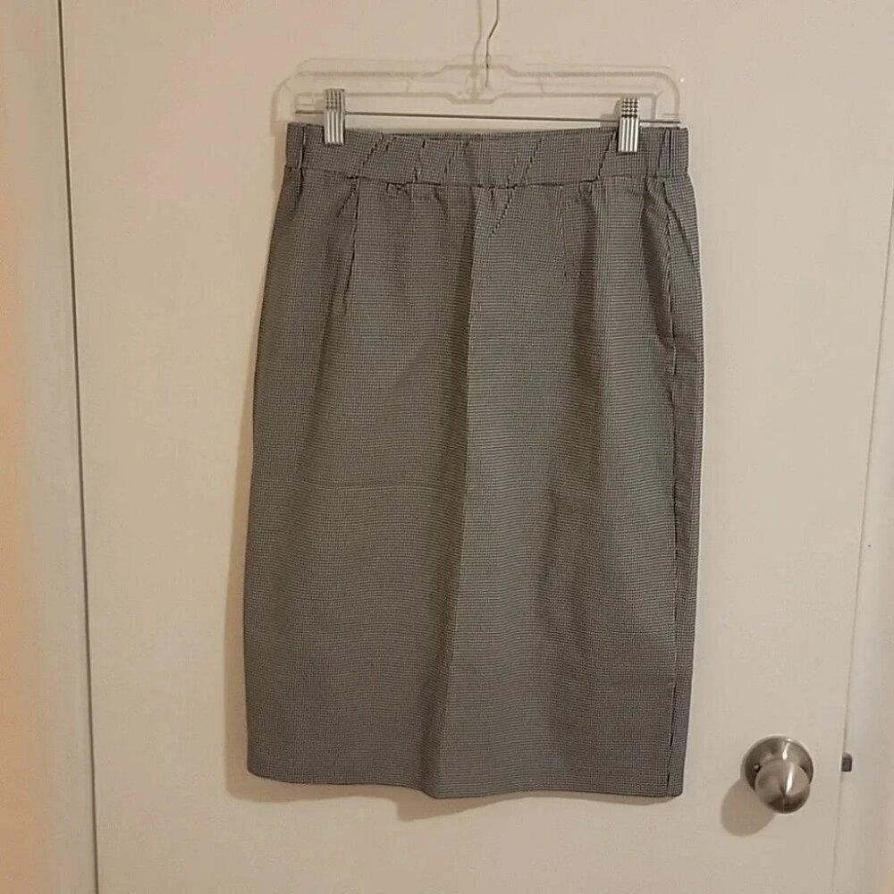 Vintage Ashley Blue Pull on Skirt Womens Size Medium EUC Made in USA Houndstooth